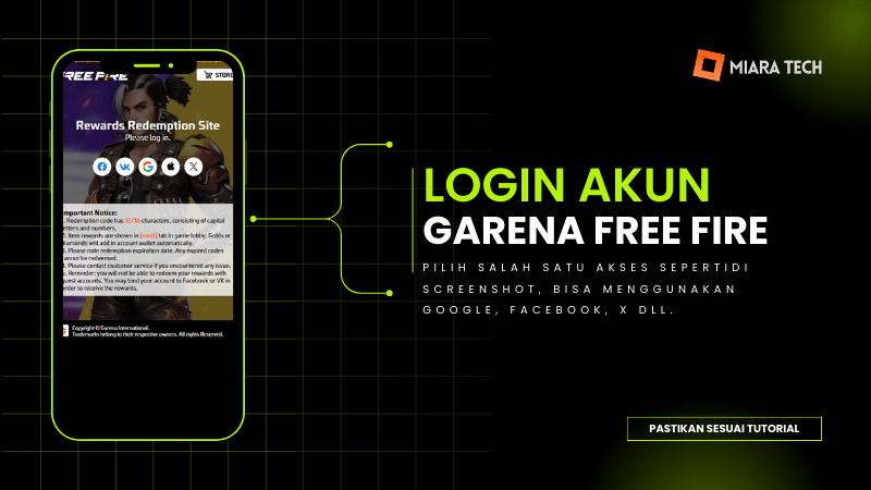 Cara klaim kode redeem FF login ke akun resmi Garena Free Fire